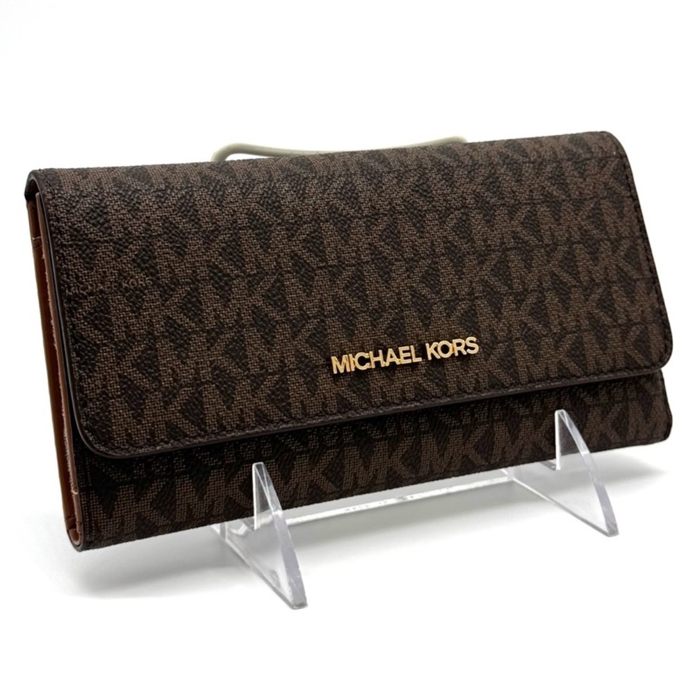 Michael Kors Large Trifold Wallet Brown Signature